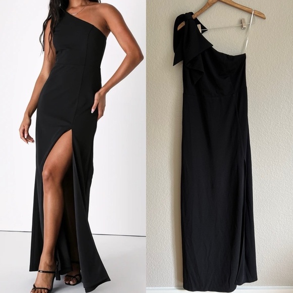 NWOT Revel in the Moment Black One-Shoulder Maxi Dress - Picture 1 of 8